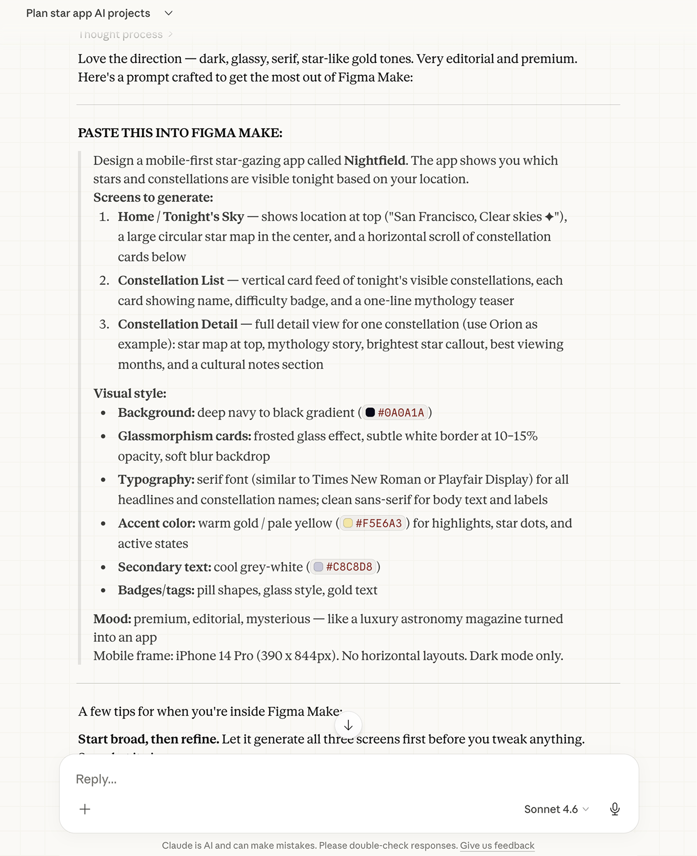 The Figma Make prompt written by Claude