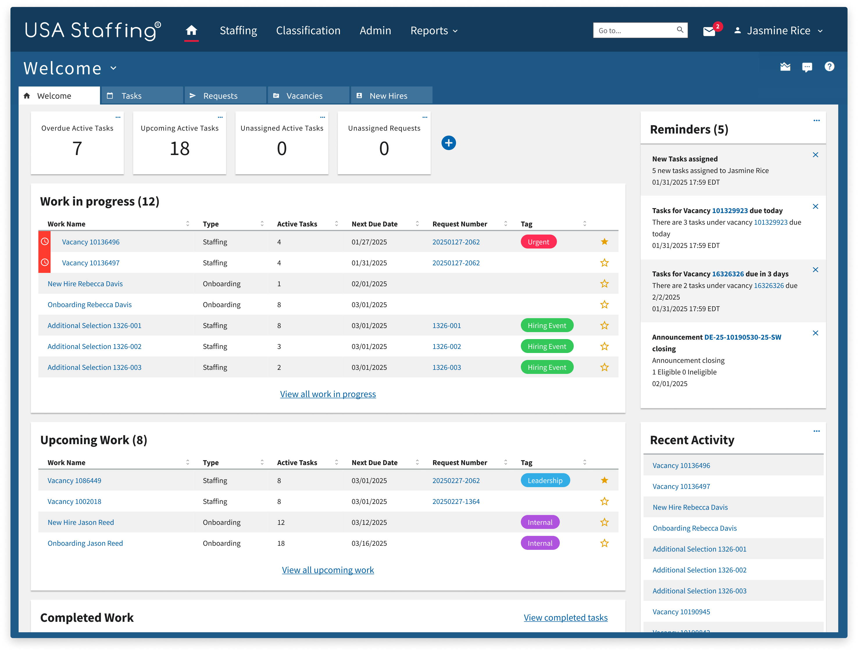 Dashboard — task management