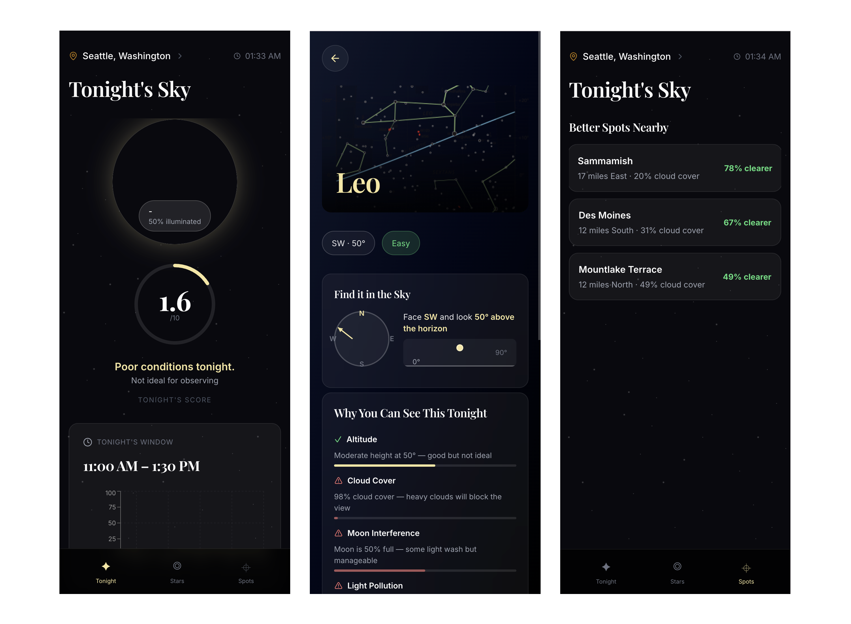 Starry Night sky app — built in Bolt with real constellation data and location-based visibility